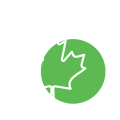 An icon of the Canadian maple leaf logo with a green circle background.